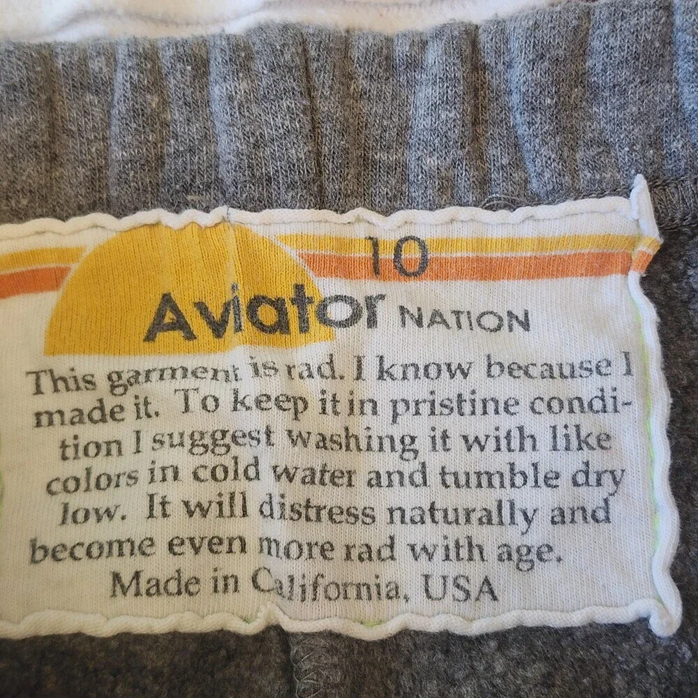 Aviator Nation Shirt Pants Set Kids 10 White Gray Lightningbolt 2 Piece Outfit